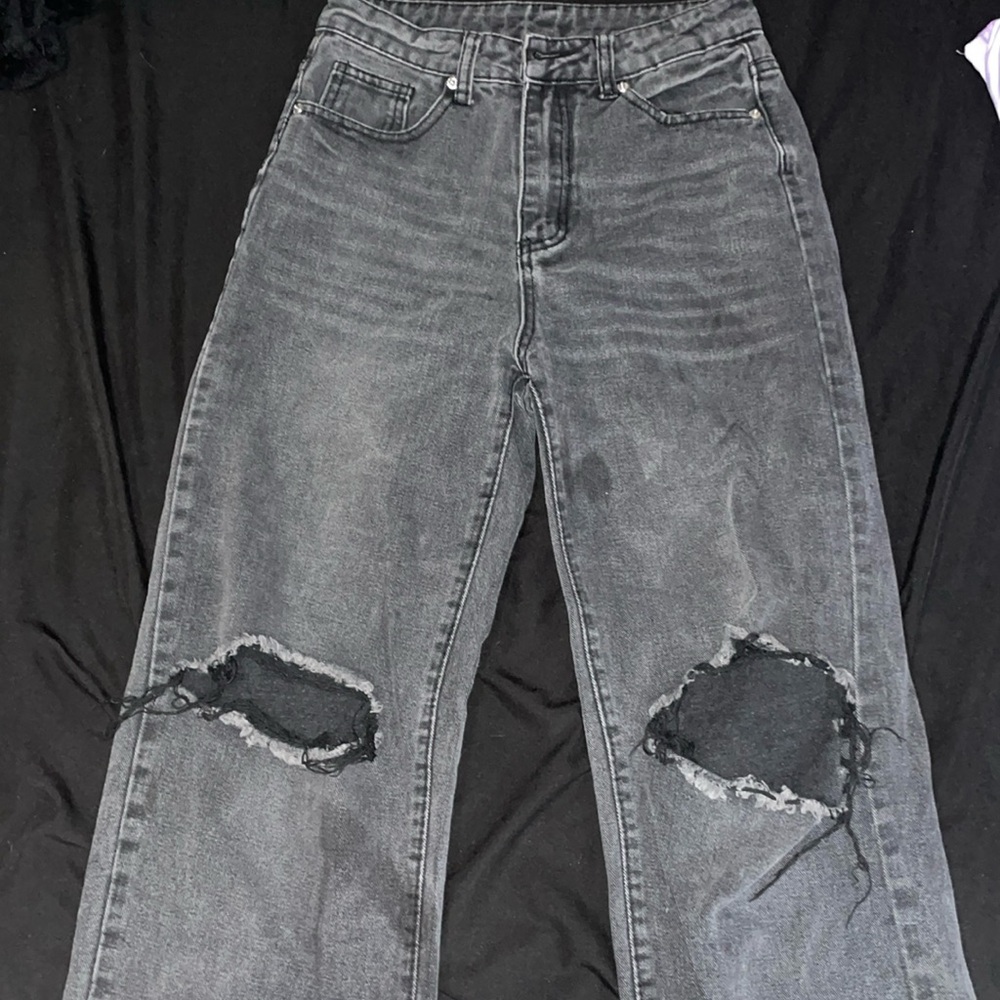 black ripped denim jeans